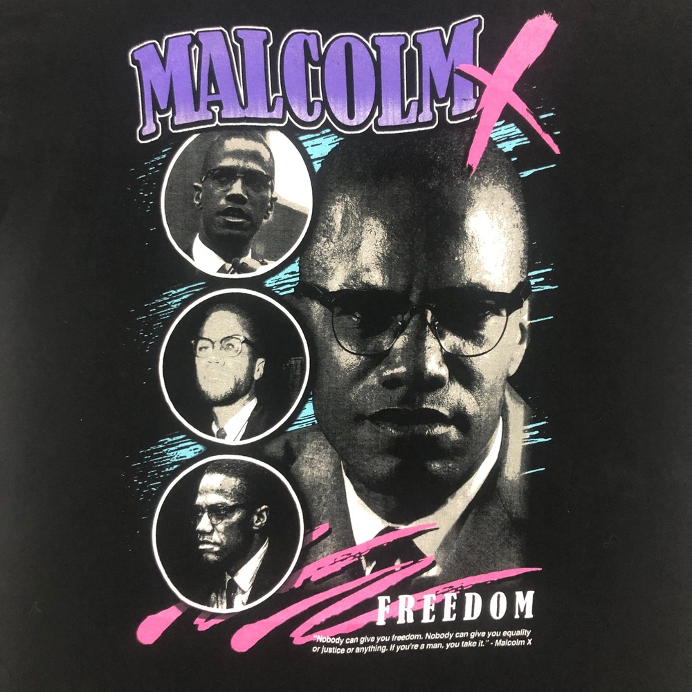 Malcolm X T Shirt Black Graphic Print Freedom Mens‎ Large